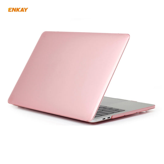 ENKAY 3 in 1 Crystal Laptop Protective Case + EU Version TPU Keyboard Film + Anti-dust Plugs Set for MacBook Pro 15.4 inch A1707 & A1990 (with Touch Bar)(Pink) by ENKAY