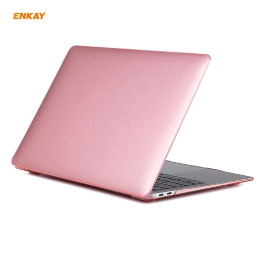 ENKAY 3 in 1 Crystal Laptop Protective Case + US Version TPU Keyboard Film + Anti-dust Plugs Set for MacBook Air 13.3 inch A1932 (2018)(Pink) by ENKAY
