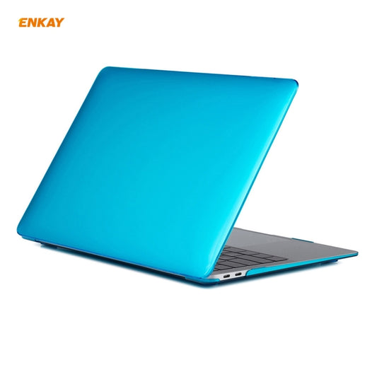 For MacBook Air 13.3 inch A1932 2018 ENKAY 3 in 1 Crystal Laptop Protective Case and EU Version TPU Keyboard Film and Anti-dust Plugs Set(Light Blue) by ENKAY
