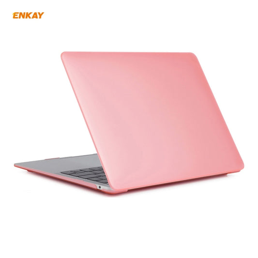 ENKAY 3 in 1 Matte Laptop Protective Case + US Version TPU Keyboard Film + Anti-dust Plugs Set for MacBook Air 13.3 inch A1932 (2018)(Pink) by ENKAY