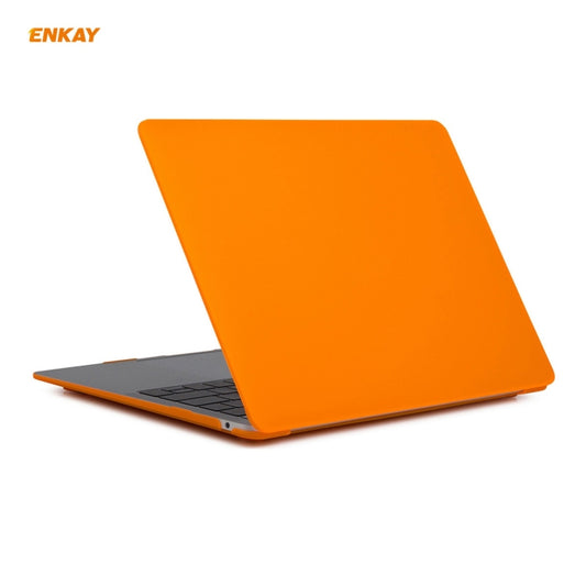 ENKAY 3 in 1 Matte Laptop Protective Case + EU Version TPU Keyboard Film + Anti-dust Plugs Set for MacBook Air 13.3 inch A1932 (2018)(Orange) by ENKAY