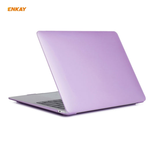ENKAY 3 in 1 Matte Laptop Protective Case + EU Version TPU Keyboard Film + Anti-dust Plugs Set for MacBook Air 13.3 inch A1932 (2018)(Purple) by ENKAY