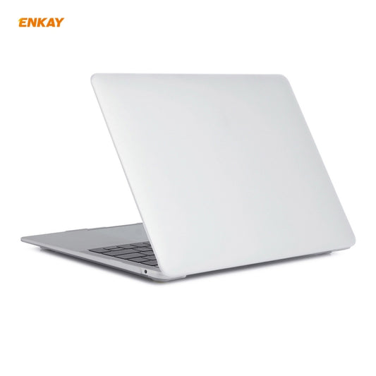 ENKAY 3 in 1 Matte Laptop Protective Case + EU Version TPU Keyboard Film + Anti-dust Plugs Set for MacBook Air 13.3 inch A1932 (2018)(White) by ENKAY