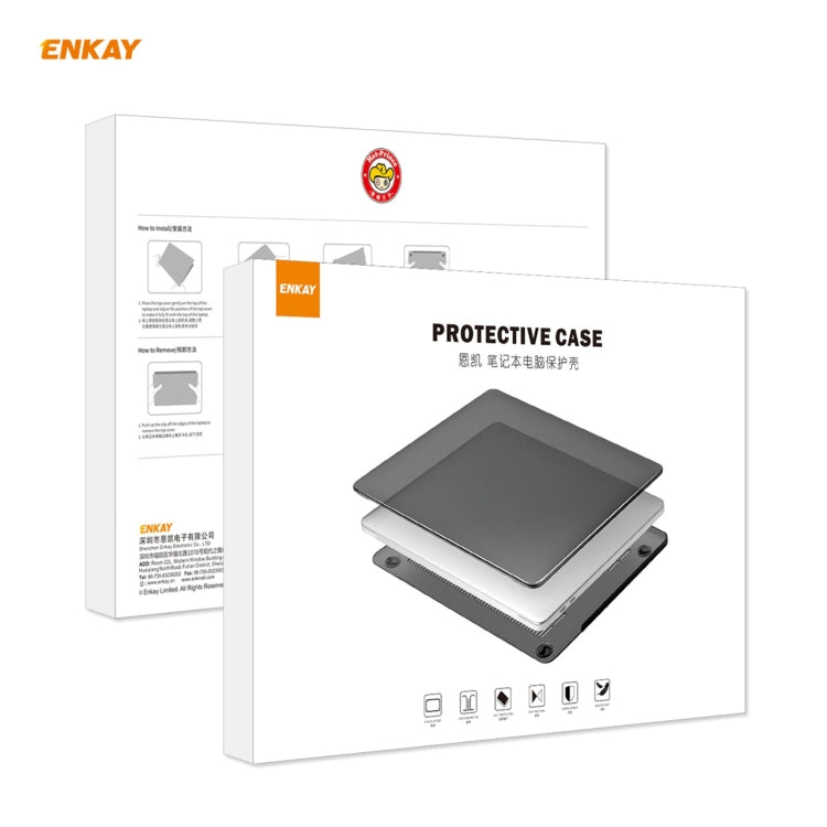 ENKAY 3 in 1 Matte Laptop Protective Case + US Version TPU Keyboard Film + Anti-dust Plugs Set for MacBook Air 13.3 inch A2179 & A2337 (2020)(Grey) by ENKAY