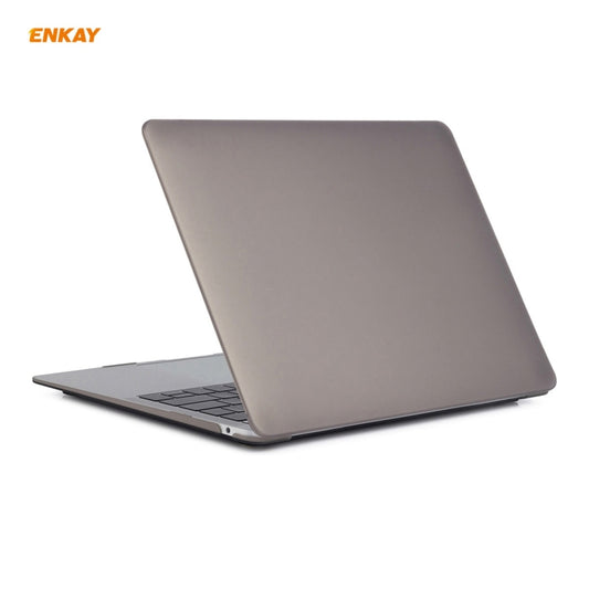 ENKAY 3 in 1 Matte Laptop Protective Case + EU Version TPU Keyboard Film + Anti-dust Plugs Set for MacBook Air 13.3 inch A2179 & A2337 (2020)(Grey) by ENKAY