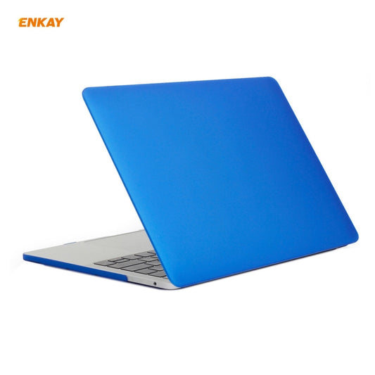ENKAY 3 in 1 Matte Laptop Protective Case + EU Version TPU Keyboard Film + Anti-dust Plugs Set for MacBook Pro 13.3 inch A2251 & A2289 & A2338 (with Touch Bar)(Dark Blue) by ENKAY