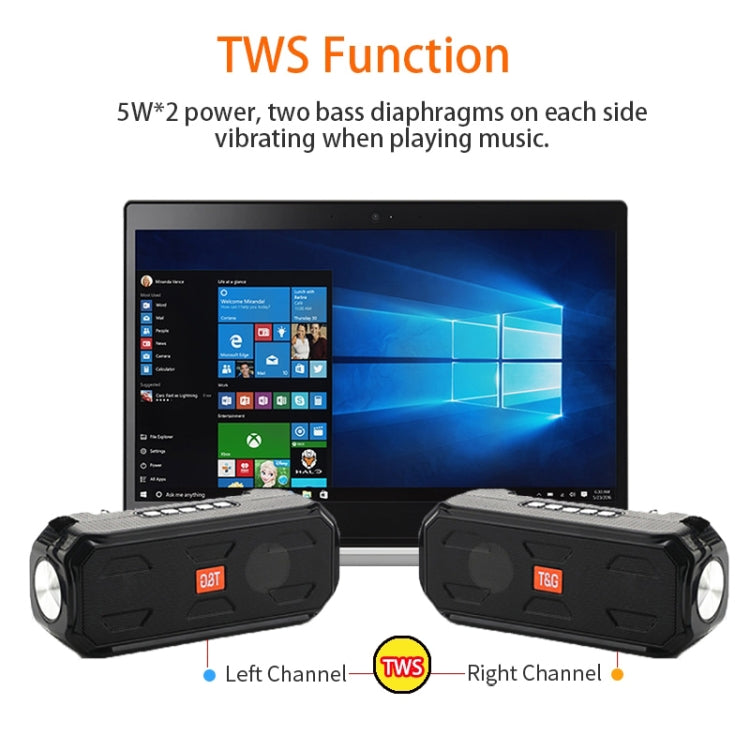 T&G TG280 Solar Power Charging Bluetooth Speakers with Flashlight, Support TF Card / FM / 3.5mm AUX / U Disk / Hands-free Call(Gray) - Desktop Speaker by T&G | Online Shopping UK | buy2fix