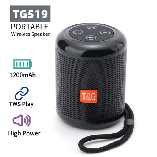 T&G TG519 TWS HiFi Portable Bluetooth Speaker Subwoofer Outdoor Wireless Column Speakers Support TF Card / FM / 3.5mm AUX / U Disk / Hands-free Call(Black) - Desktop Speaker by T&G | Online Shopping UK | buy2fix