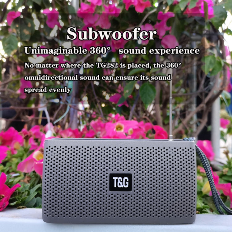 T&G TG282 Portable Bluetooth Speakers with Flashlight, Support TF Card / FM / 3.5mm AUX / U Disk / Hands-free Call(Gray) - Desktop Speaker by T&G | Online Shopping UK | buy2fix