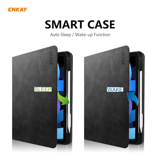 ENKAY ENK-8024 Cow Texture PU Leather + TPU Smart Case with Pen Slot foriPad Air 2022 / 2020 10.9 / iPad Pro 11 (2018)(Black) - iPad Air (2022) / (2020) 10.9 Cases by ENKAY | Online Shopping UK | buy2fix