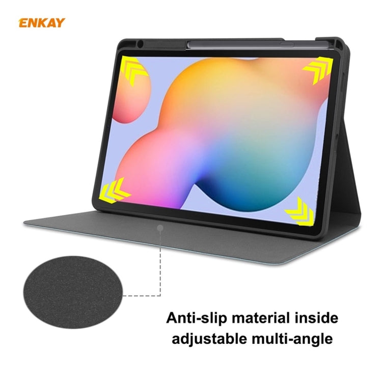 ENKAY ENK-8025 Cow Texture PU Leather + TPU Smart Case with Pen Slot for Samsung Galaxy Tab S6 Lite P610 / P615 / Tab S6 Lite 2022 / P613 / P619(Green) - Tab S6 Lite P610 / P615 by ENKAY | Online Shopping UK | buy2fix