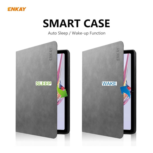 For Samsung Galaxy Tab A7 10.4 T500 / T505 2020 / 2022 ENKAY Cow Texture TPU Leather Smart Case(Grey) - Other Galaxy Tab PC by ENKAY | Online Shopping UK | buy2fix