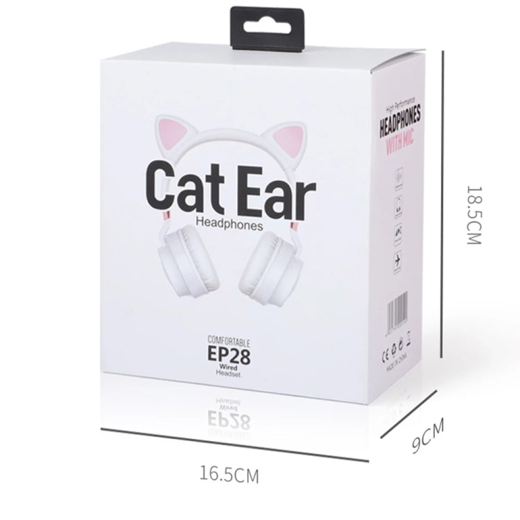 P28 Cat Ear Wired Headphone Music Stereo Headset with Microphone by buy2fix