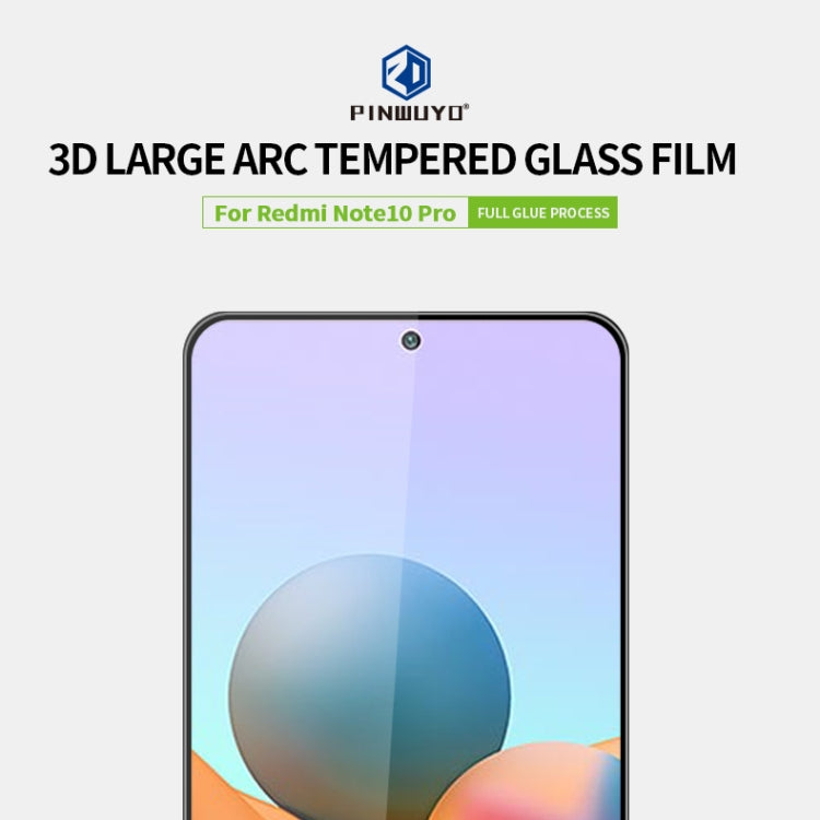 For Xiaomi Redmi Note 10 Pro / Note 10 Pro Max PINWUYO 9H 3D Curved Full Screen Explosion-proof Tempered Glass Film(Black) - by PINWUYO | Online Shopping UK | buy2fix
