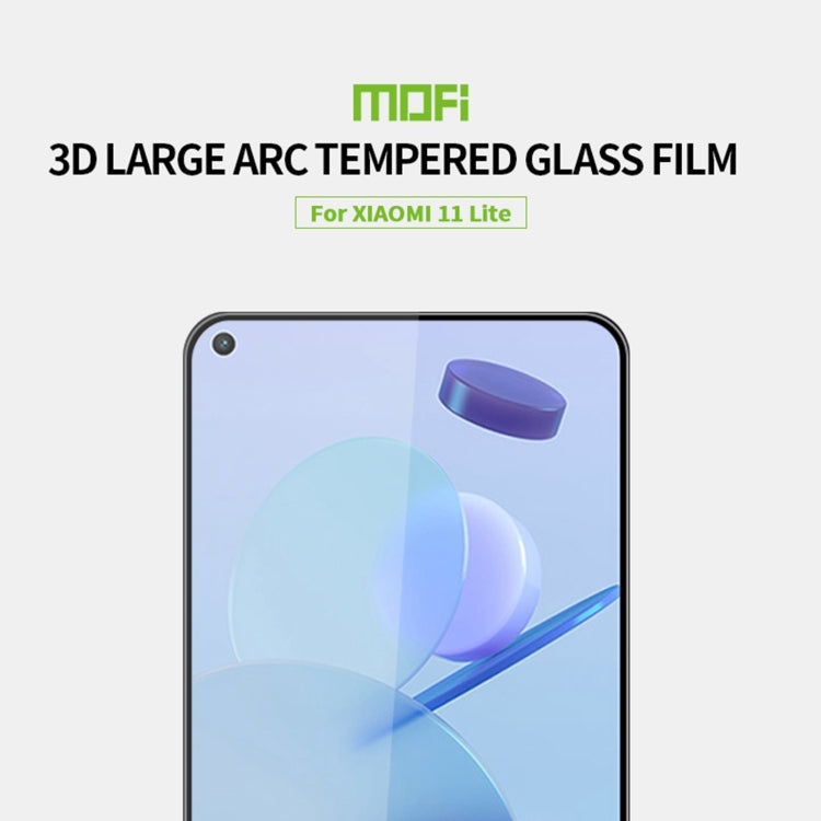 For Xiaomi Mi 11 Lite MOFI 9H 3D Explosion-proof Curved Screen Tempered Glass Film(Black) - by MOFI | Online Shopping UK | buy2fix