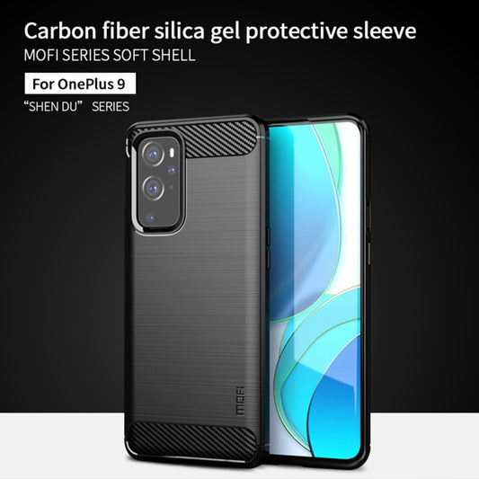 For OnePlus 9 MOFI Gentleness Series Brushed Texture Carbon Fiber Soft TPU Case(Black) by MOFI