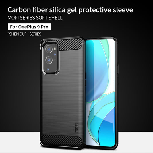 For OnePlus 9 Pro MOFI Gentleness Series Brushed Texture Carbon Fiber Soft TPU Case(Blue) by MOFI