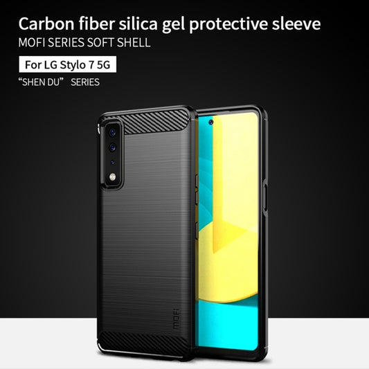 For LG Stylo 7 5G MOFI Gentleness Series Brushed Texture Carbon Fiber Soft TPU Case(Blue) by MOFI