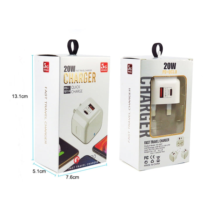 YSY-6087PD 20W PD3.0 + QC3.0 Dual Fast Charge Travel Charger with USB to Type-C Data Cable, Plug Size:EU Plug - USB Charger by buy2fix | Online Shopping UK | buy2fix