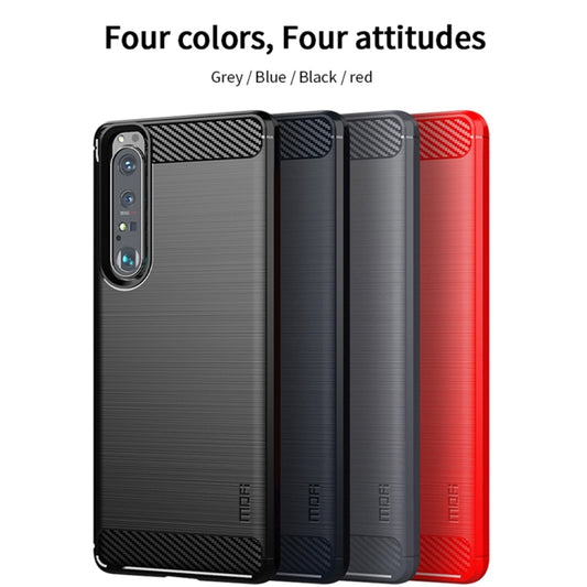 For Sony Xperia 1 lll MOFI Gentleness Series Brushed Texture Carbon Fiber Soft TPU Case(Red) by MOFI