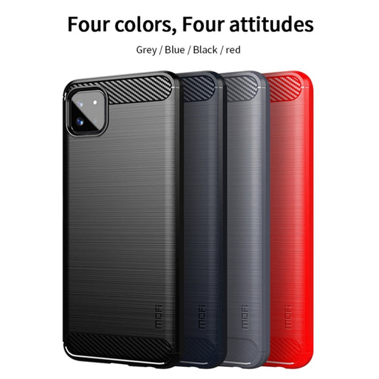 For Samsung Galaxy A22 5G MOFI Gentleness Series Brushed Texture Carbon Fiber Soft TPU Case(Red) by MOFI