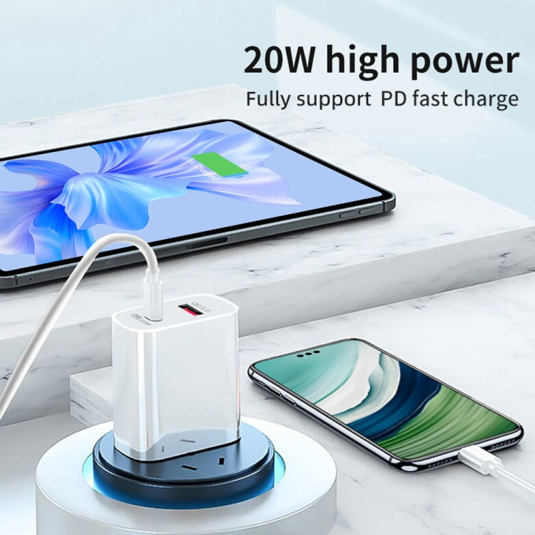 20W PD Type-C + QC 3.0 USB Interface Fast Charging Travel Charger with USB to Type-C Fast Charge Data Cable EU Plug - USB Charger by buy2fix | Online Shopping UK | buy2fix