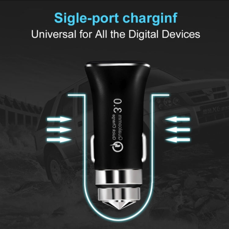 LZ-328 Safety Hammer Type QC3.0 USB Fast Charging Car Charger(White) by buy2fix