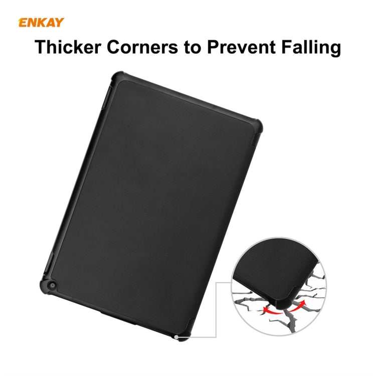 ENKAY PU Leather + Plastic Smart Case with Three-folding Holder for Amazon Fire HD 10 / 10 Plus (2021)(Black) - Amazon by ENKAY | Online Shopping UK | buy2fix