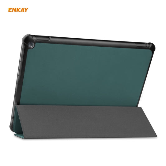 ENKAY PU Leather + Plastic Smart Case with Three-folding Holder for Amazon Fire HD 10 / 10 Plus (2021)(Green) - Amazon by ENKAY | Online Shopping UK | buy2fix