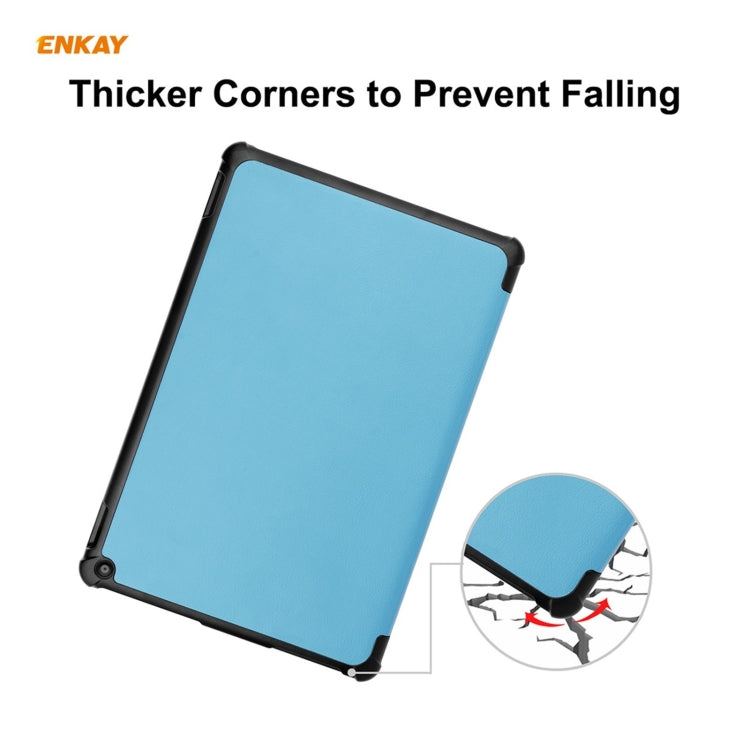 ENKAY PU Leather + Plastic Smart Case with Three-folding Holder for Amazon Fire HD 10 / 10 Plus (2021)(Light Blue) - Amazon by ENKAY | Online Shopping UK | buy2fix