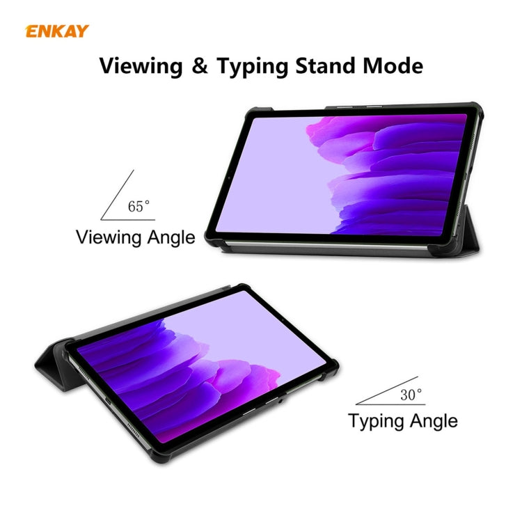 ENKAY PU Leather + Plastic Case with Three-folding Holder for Samsung Galaxy Tab A7 Lite T220 / T225(Black) - Tab A7 Lite T220 / T225 by ENKAY | Online Shopping UK | buy2fix