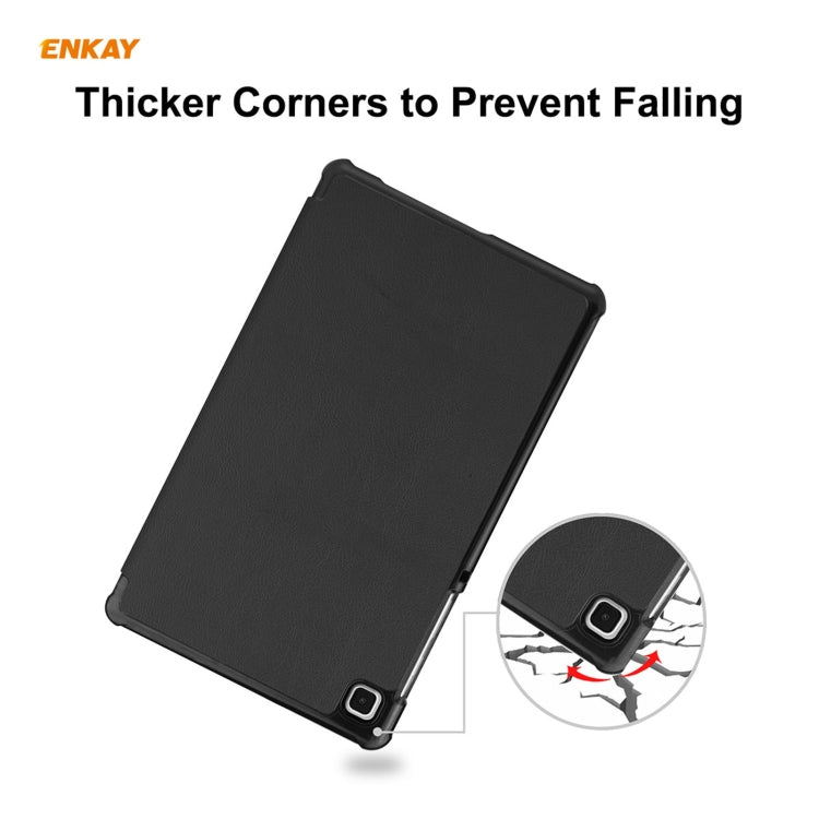 ENKAY PU Leather + Plastic Case with Three-folding Holder for Samsung Galaxy Tab A7 Lite T220 / T225(Black) - Tab A7 Lite T220 / T225 by ENKAY | Online Shopping UK | buy2fix