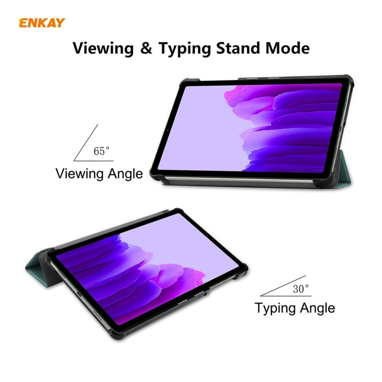 ENKAY PU Leather + Plastic Case with Three-folding Holder for Samsung Galaxy Tab A7 Lite T220 / T225(Green) - Tab A7 Lite T220 / T225 by ENKAY | Online Shopping UK | buy2fix