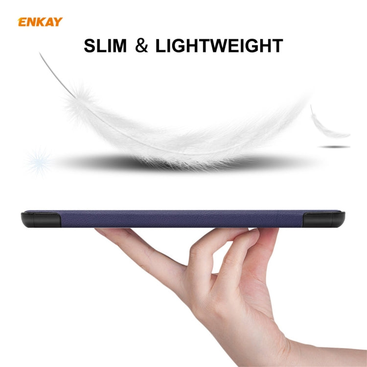 ENKAY PU Leather + Plastic Case with Three-folding Holder for Samsung Galaxy Tab A7 Lite T220 / T225(Dark Blue) - Tab A7 Lite T220 / T225 by ENKAY | Online Shopping UK | buy2fix