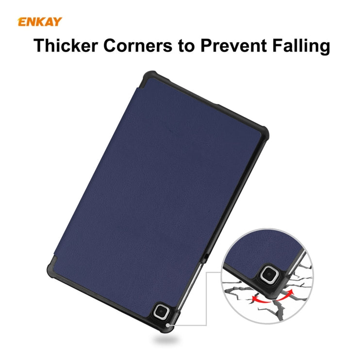 ENKAY PU Leather + Plastic Case with Three-folding Holder for Samsung Galaxy Tab A7 Lite T220 / T225(Dark Blue) - Tab A7 Lite T220 / T225 by ENKAY | Online Shopping UK | buy2fix