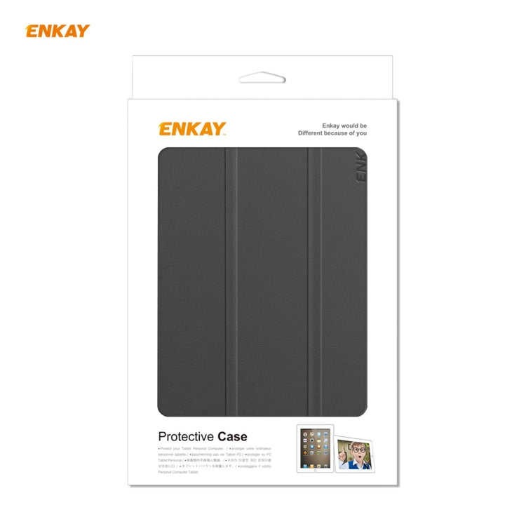 ENKAY PU Leather + Plastic Case with Three-folding Holder for Samsung Galaxy Tab A7 Lite T220 / T225(Light Blue) - Tab A7 Lite T220 / T225 by ENKAY | Online Shopping UK | buy2fix