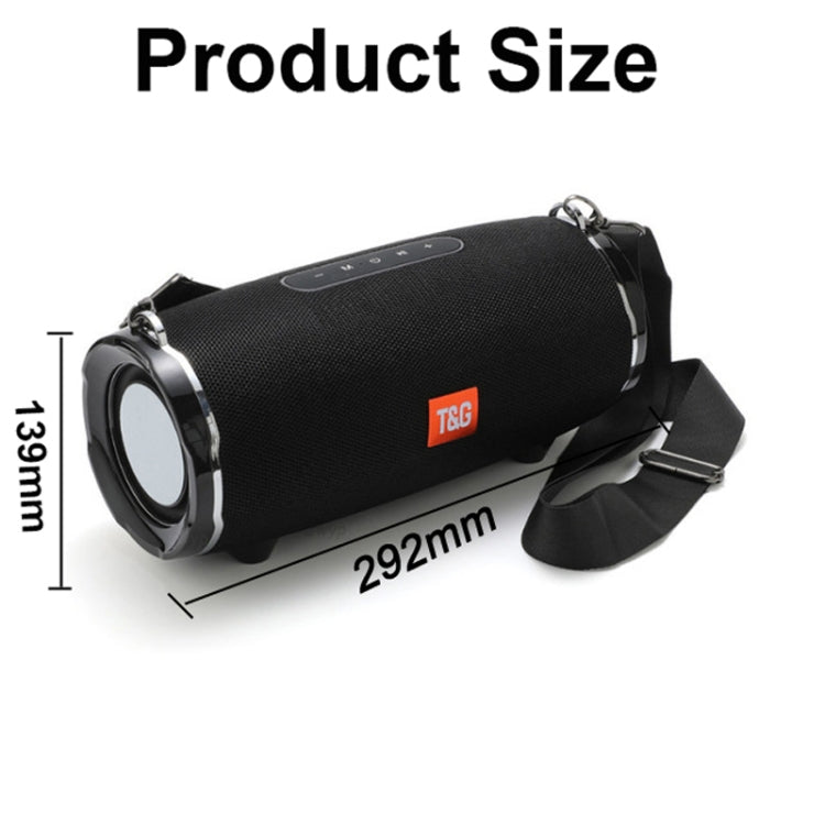 T&G TG187 Portable Waterproof Wireless Bass Surround Bluetooth Speaker with Shoulder Strap, Support FM / TF Card(Black) - Desktop Speaker by T&G | Online Shopping UK | buy2fix