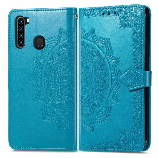 For Blackview A80 Pro Mandala Flower Embossed Horizontal Flip Leather Case with Holder & Three Card Slots & Wallet & Lanyard(Blue) by buy2fix