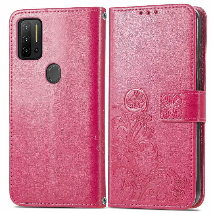 For Ulefone Note 11 Plus Four-leaf Clasp Embossed Buckle Mobile Phone Protection Leather Case with Lanyard & Card Slot & Wallet & Bracket Function(Magenta) - Ulefone Cases by buy2fix | Online Shopping UK | buy2fix