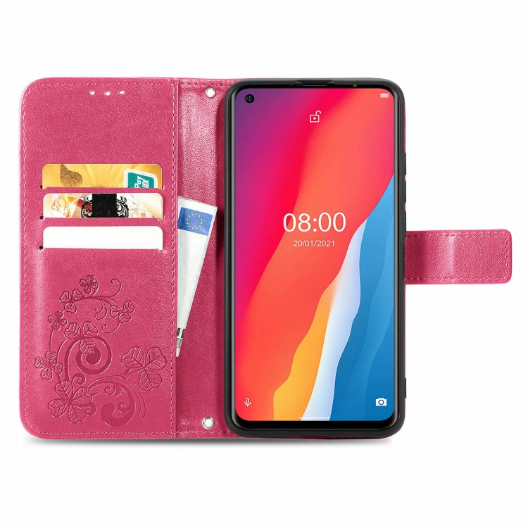 For Ulefone Note 11 Plus Four-leaf Clasp Embossed Buckle Mobile Phone Protection Leather Case with Lanyard & Card Slot & Wallet & Bracket Function(Magenta) - Ulefone Cases by buy2fix | Online Shopping UK | buy2fix