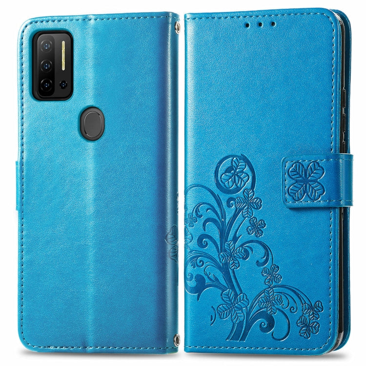 For Ulefone Note 11 Plus Four-leaf Clasp Embossed Buckle Mobile Phone Protection Leather Case with Lanyard & Card Slot & Wallet & Bracket Function(Blue) - Ulefone Cases by buy2fix | Online Shopping UK | buy2fix