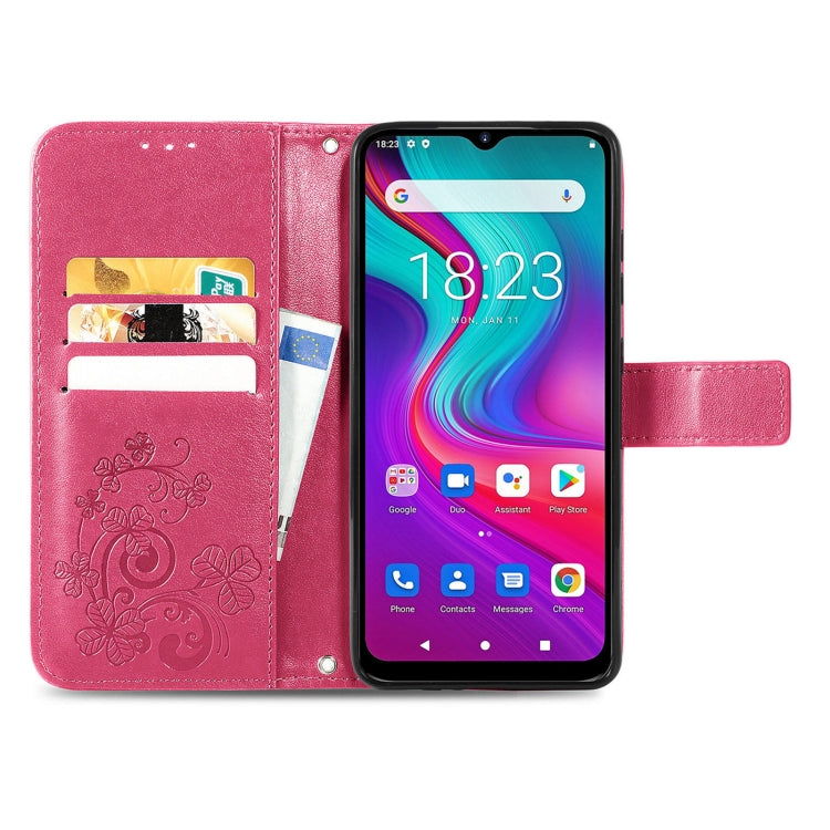 For Doogee X96 Pro Four-leaf Clasp Embossed Buckle Mobile Phone Protection Leather Case with Lanyard & Card Slot & Wallet & Bracket Function(Magenta) - More Brand by buy2fix | Online Shopping UK | buy2fix