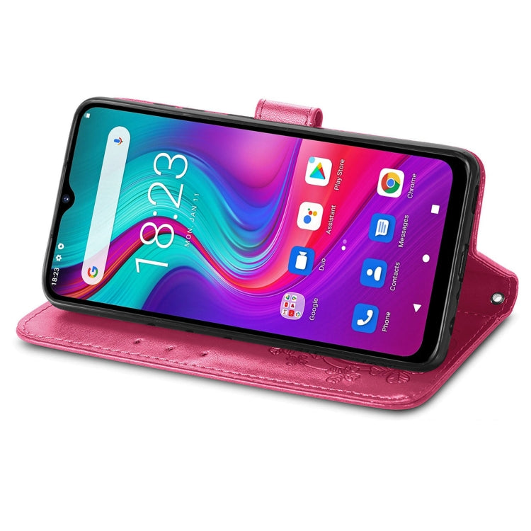 For Doogee X96 Pro Four-leaf Clasp Embossed Buckle Mobile Phone Protection Leather Case with Lanyard & Card Slot & Wallet & Bracket Function(Magenta) - More Brand by buy2fix | Online Shopping UK | buy2fix