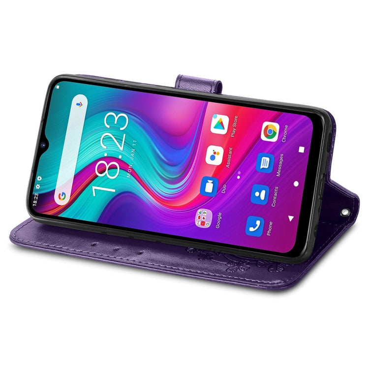 For Doogee X96 Pro Four-leaf Clasp Embossed Buckle Mobile Phone Protection Leather Case with Lanyard & Card Slot & Wallet & Bracket Function(Purple) - More Brand by buy2fix | Online Shopping UK | buy2fix