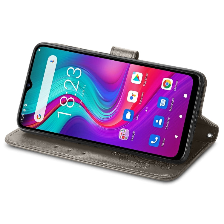 For Doogee X96 Pro Four-leaf Clasp Embossed Buckle Mobile Phone Protection Leather Case with Lanyard & Card Slot & Wallet & Bracket Function(Gray) - More Brand by buy2fix | Online Shopping UK | buy2fix