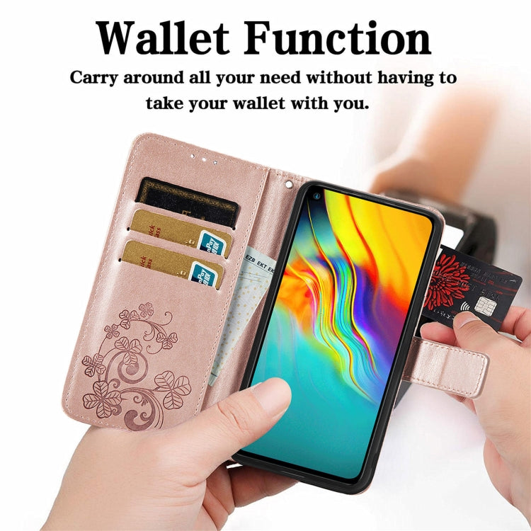 For Doogee X96 Pro Four-leaf Clasp Embossed Buckle Mobile Phone Protection Leather Case with Lanyard & Card Slot & Wallet & Bracket Function(Magenta) - More Brand by buy2fix | Online Shopping UK | buy2fix