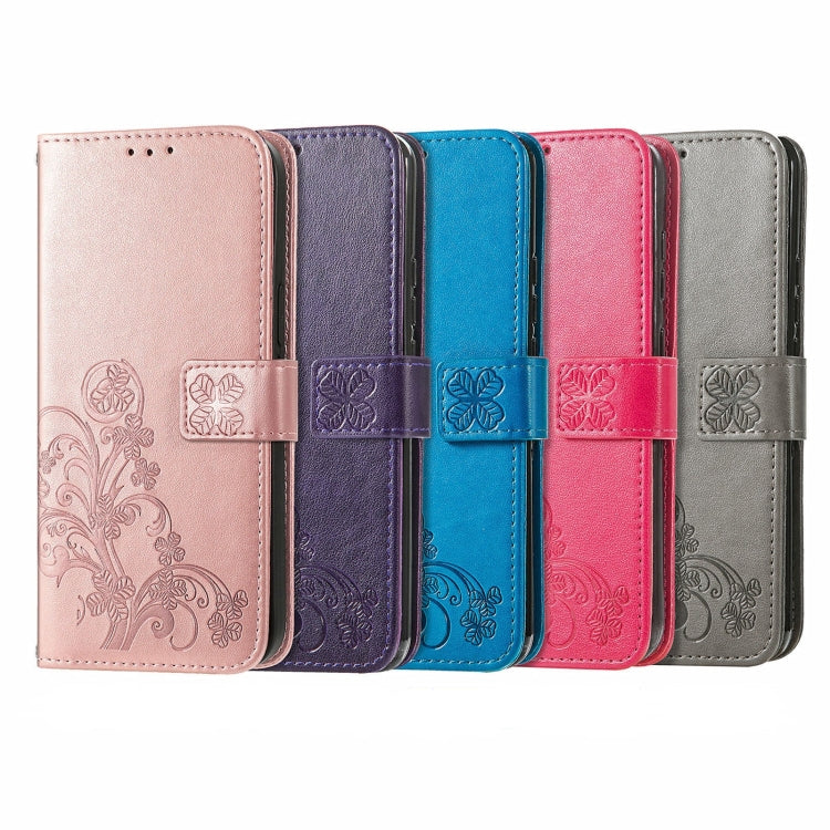 For Doogee X96 Pro Four-leaf Clasp Embossed Buckle Mobile Phone Protection Leather Case with Lanyard & Card Slot & Wallet & Bracket Function(Purple) - More Brand by buy2fix | Online Shopping UK | buy2fix