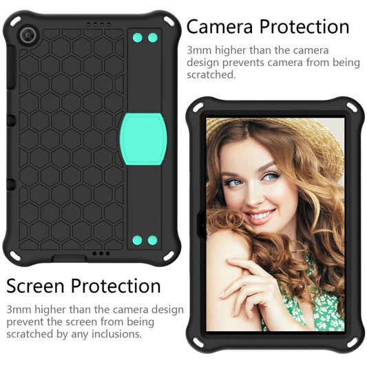 For Huawei MediaPad T10 9.7 / T10 10.1 Honeycomb Design EVA + PC Material Four Corner Anti Falling Protective Shell with Strap(Black+Aqua) - Huawei by buy2fix | Online Shopping UK | buy2fix