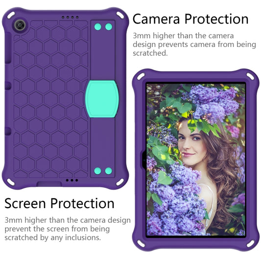 For Huawei MediaPad T10 9.7 / T10 10.1 Honeycomb Design EVA + PC Material Four Corner Anti Falling Protective Shell with Strap(Purple+Aqua) - Huawei by buy2fix | Online Shopping UK | buy2fix