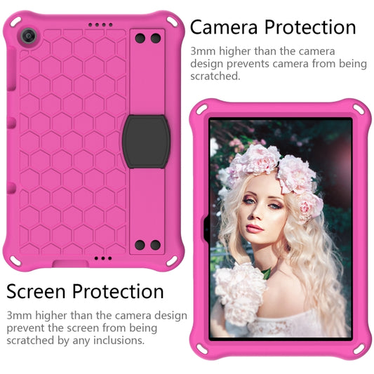 For Huawei MediaPad T10 9.7 / T10 10.1 Honeycomb Design EVA + PC Material Four Corner Anti Falling Protective Shell with Strap(Rose Red+Black) - Huawei by buy2fix | Online Shopping UK | buy2fix